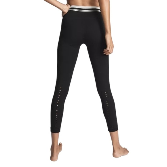 REISS Clemmie Jersey Leggings With Waistband Detailing in Black and Ivory Size S - Picture 2 of 8